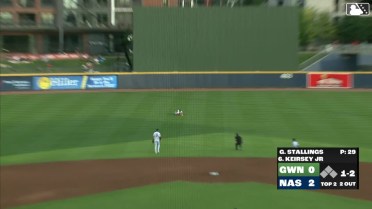 Luis Lara races in and makes a diving catch