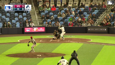 Modeifi Marte triples (1) on a line drive to right fielder Robert Calaz. Brady Counsell scores. Kenny Castillo scores.