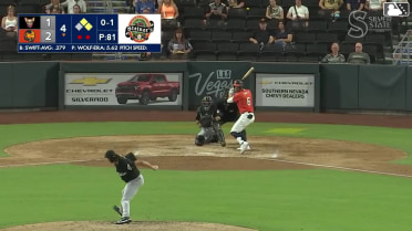 Drew Swift doubles (14) on a sharp line drive to center fielder Dustin Harris. Jared Dickey scores. Brayan Buelvas scores.