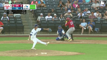 Jesús Báez doubles (2) on a sharp line drive to center fielder Mike Sirota. Dakota Harris scores.