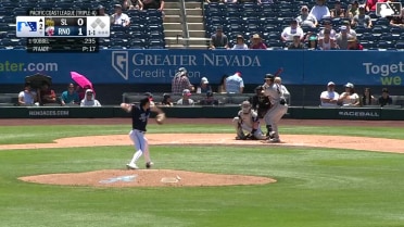 Ben Gobbel homers (1) on a fly ball to center field.