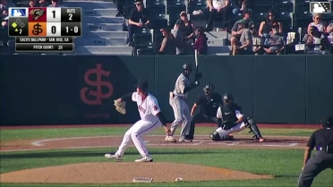 Luis Mendez singles on a soft bunt ground ball to second baseman Isaiah Barkett. Derek Bernard scores.