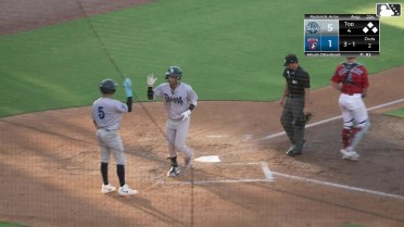 Roderick Arias slugs a two-run homer