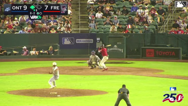 Roldy Brito singles on a line drive to center fielder Jaron Elkins. Yeiker Reyes scores.
