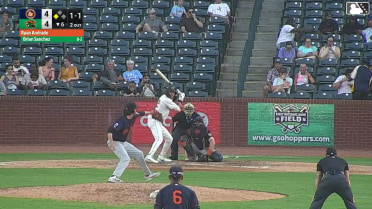 Brian Sanchez singles on a sharp ground ball to right fielder Marshall Toole. Jhonny Severino scores.