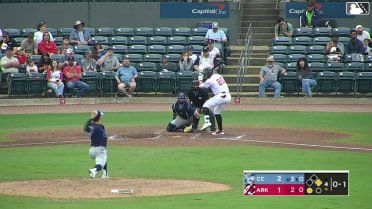 Jared Sundstrom doubles (1) on a line drive to left fielder Luis Baez. Hunter Fitz-Gerald scores.