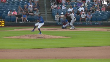 Daniel Dickinson homers (1) on a fly ball to left field.