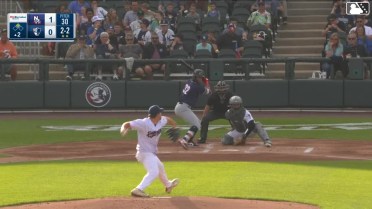 Jorge Burgos homers (2) on a fly ball to right field. Aaron Parker scores.