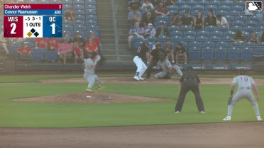 Connor Rasmussen doubles (2) on a line drive to right fielder Josiah Ragsdale. Tyriq Kemp scores.