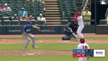 Noelvi Marte out on a sacrifice fly to left fielder Gabriel Gonzalez. Garrett Hampson scores.