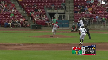 Brandon Winokur singles on a sharp line drive to center fielder Kasen Wells. Andy Lugo scores. Marek Houston to 3rd.