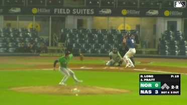 Cooper Pratt triples (2) on a line drive to right fielder Fernando Peguero.