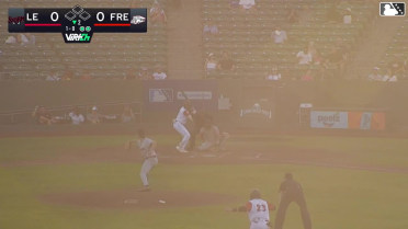 Luis Mendez singles on a ground ball to center fielder Ryan Wideman. Kyle Fossum scores.