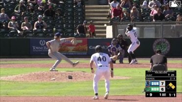 Bryan Ramos grounds into a double play, second baseman Cooper Kinney to first baseman Blake Sabol. Jud Fabian out at 2nd. Bryan Ramos out at 1st.