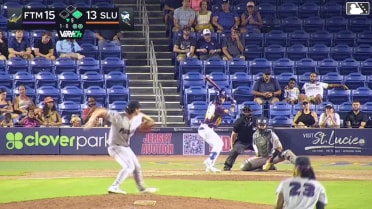 Marco Vargas homers (1) on a fly ball to right field.