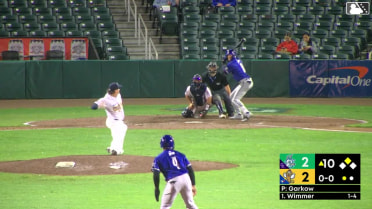 Braylen Wimmer doubles (4) on a sharp ground ball to left fielder Jay Harry. GJ Hill scores.