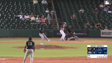 Xavier Isaac homers (14) on a fly ball to right center field.