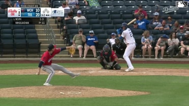 Kyle Nevin homers (6) on a fly ball to right center field.