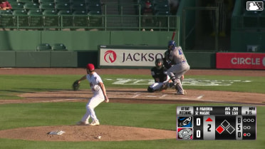 Derlin Figueroa singles on a line drive to left fielder Myles Naylor. Austin Charles scores.