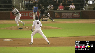 Anthony Scull triples (1) on a sharp line drive to right fielder Dylan Campbell. Caleb Bartolero scores.