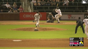 Jacob Burke grounds into a double play, shortstop Luke Waddell to second baseman Cal Conley to first baseman Drew Compton. Calvin Harris out at 2nd. Jacob Burke out at 1st.