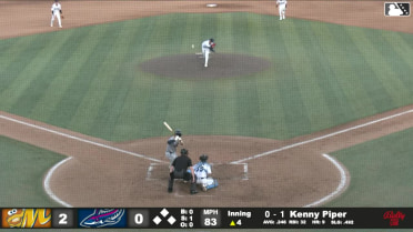 Kenny Piper doubles (19) on a line drive to left fielder Fenwick Trimble. Xavier Isaac scores.
