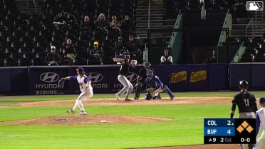 Petey Halpin triples (1) on a fly ball to left fielder Yohendrick Pinango, deflected by center fielder Carlos Mendoza. Milan Tolentino scores. Dom Nuñez scores. Dayan Frias scores.