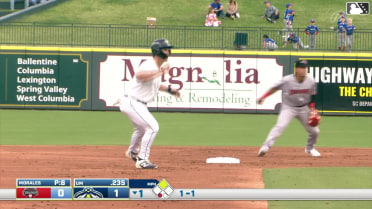 Hyungchan Um singles on a line drive to center fielder Hector Osorio. Brooks Bryan scores. Hyungchan Um out at 2nd on the throw, center fielder Hector Osorio to shortstop Yolfran Castillo.