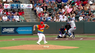 Jake Gelof out on a sacrifice fly to left fielder Jaime Ferrer. Elijah Hainline scores.