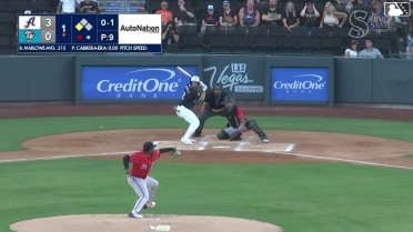 Cade Marlowe singles on a soft ground ball to pitcher Jose Cabrera. Max Muncy scores.