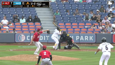 Angel Martínez homers (1) on a fly ball to right field. Christian Knapczyk scores.