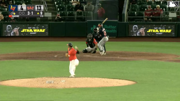 Casey Yamauchi doubles (1) on a sharp line drive to center fielder Turner Hill. Tommy White scores.