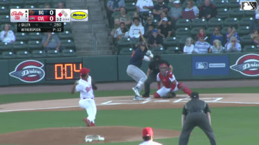 Theo Gillen out on a sacrifice fly to left fielder Yophery Rodriguez. Adrian Santana scores.