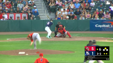 Hedbert Perez homers (5) on a fly ball to right field. Nick Goodwin scores.