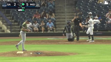 Ryan Lasko homers (1) on a line drive to center field.