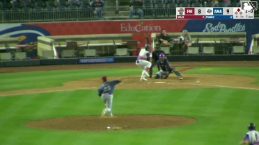 Junior Franco homers (1) on a fly ball to right field. Danny Serretti scores.