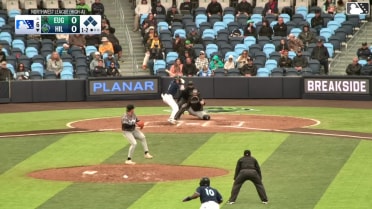 Trent Youngblood out on a sacrifice fly to left fielder Lisbel Diaz. Slade Caldwell scores.