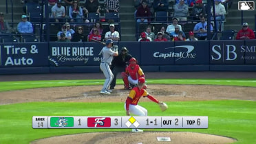 Conner Capel doubles (1) on a sharp line drive to right fielder Raylin Heredia. Aidan Longwell scores.