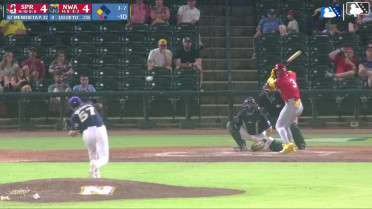 Miguel Ugueto doubles (18) on a sharp line drive to left fielder Spencer Nivens. Rainiel Rodriguez scores.
