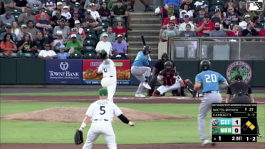 Mario Camilletti homers (9) on a fly ball to right field. Jake Cave scores. Ryan Galanie scores.