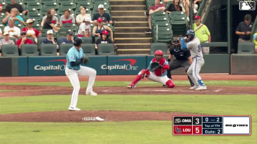 Matthew Lugo singles on a soft fly ball to center fielder Carlos Jorge. Andrew Velazquez scores.