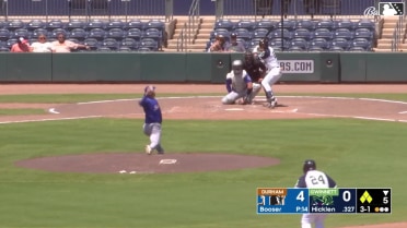 Brewer Hicklen out on a sacrifice fly to left fielder Justyn-Henry Malloy. Luke Williams scores.