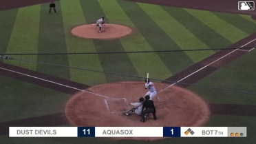Matthew Ellis homers (4) on a fly ball to right field. Felnin Celesten scores.