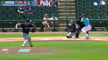 Justin Johnson out on a sacrifice fly to right fielder Kala'i Rosario. Dustin Dickerson scores.