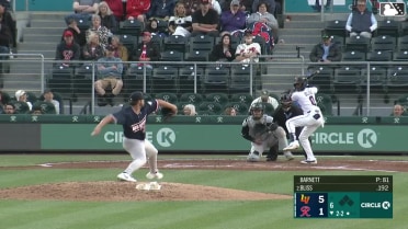 Ryan Bliss homers (1) on a fly ball to left center field.