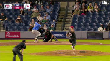 Jacob Cozart doubles (4) on a fly ball to left fielder Scott Bandura. Ralphy Velazquez scores.
