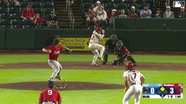 Noah Mendlinger singles on a sharp line drive to center fielder Garrett Spain. Dakota Harris scores.