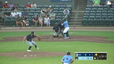 Michael Arroyo triples (1) on a sharp fly ball to left fielder Kai Murphy. J.T. Arruda scores.