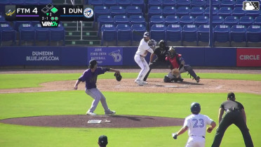 Nathan Lukes singles on a line drive to left fielder Luis Fragoza. Blaine Bullard scores.