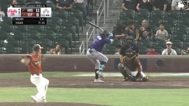 Vimael Machín homers (11) on a line drive to right center field.